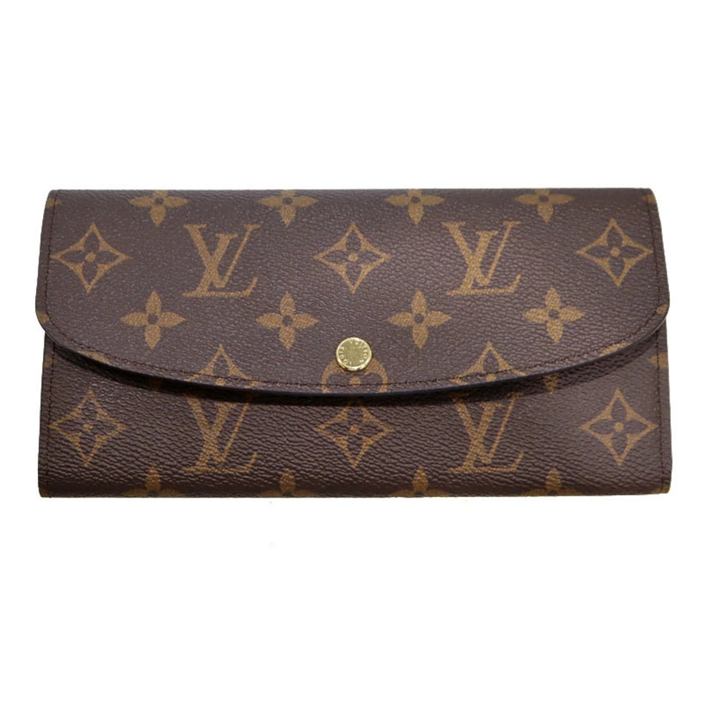 Louis Vuitton Portefeuille Emilie Long Wallet Monogram Canvas Leather Pink Brown